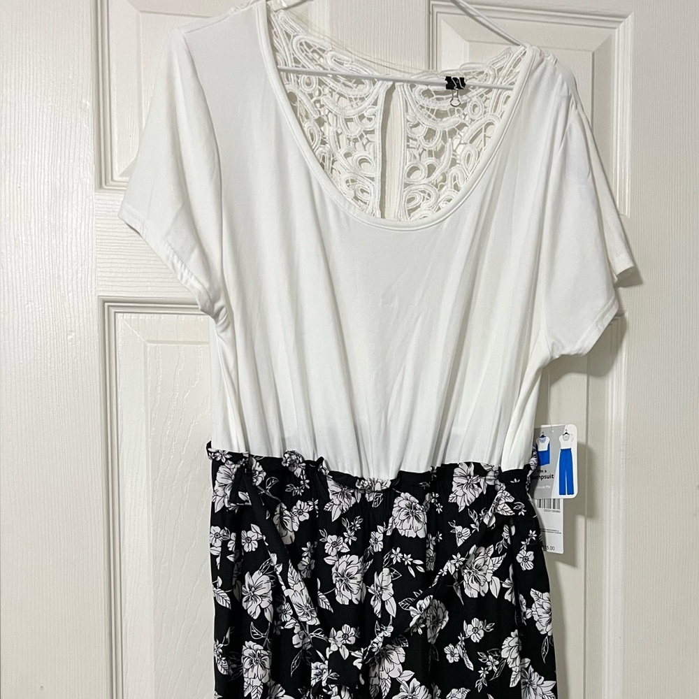 Just Be Black and White Floral Jumpsuit
